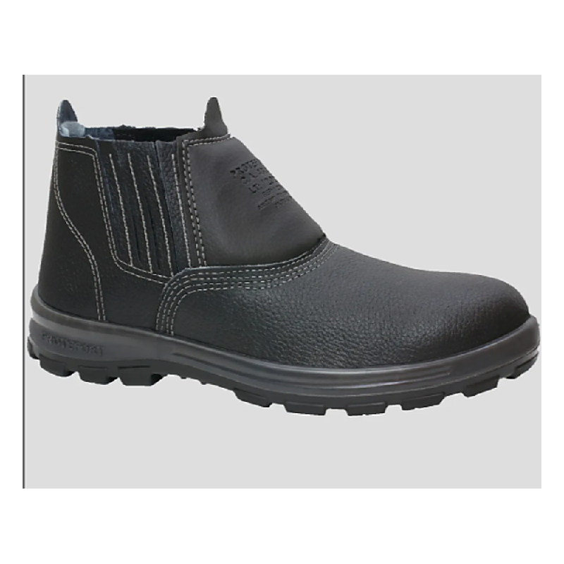 Botina Elastico BI Couro Bico Aco Bb01cb Preto Protefort