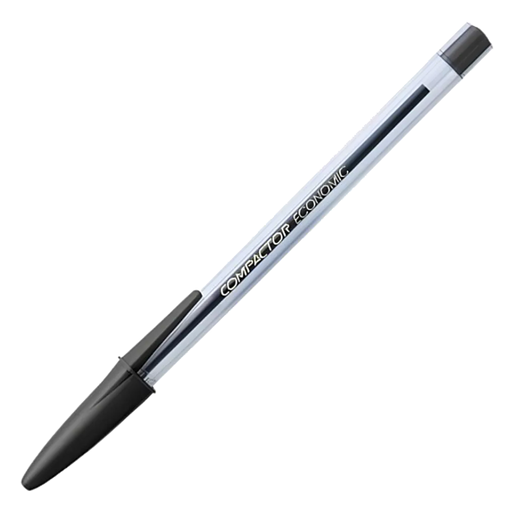 Caneta Esferografica Economic Cristal Preta CX C/100 1987004 Compactor