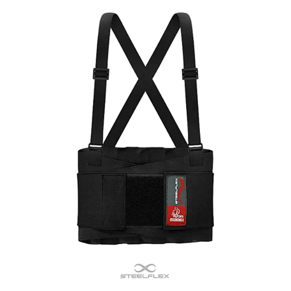 Cinta Ergonômica Premium Preta Duplo Elastico Steelflex