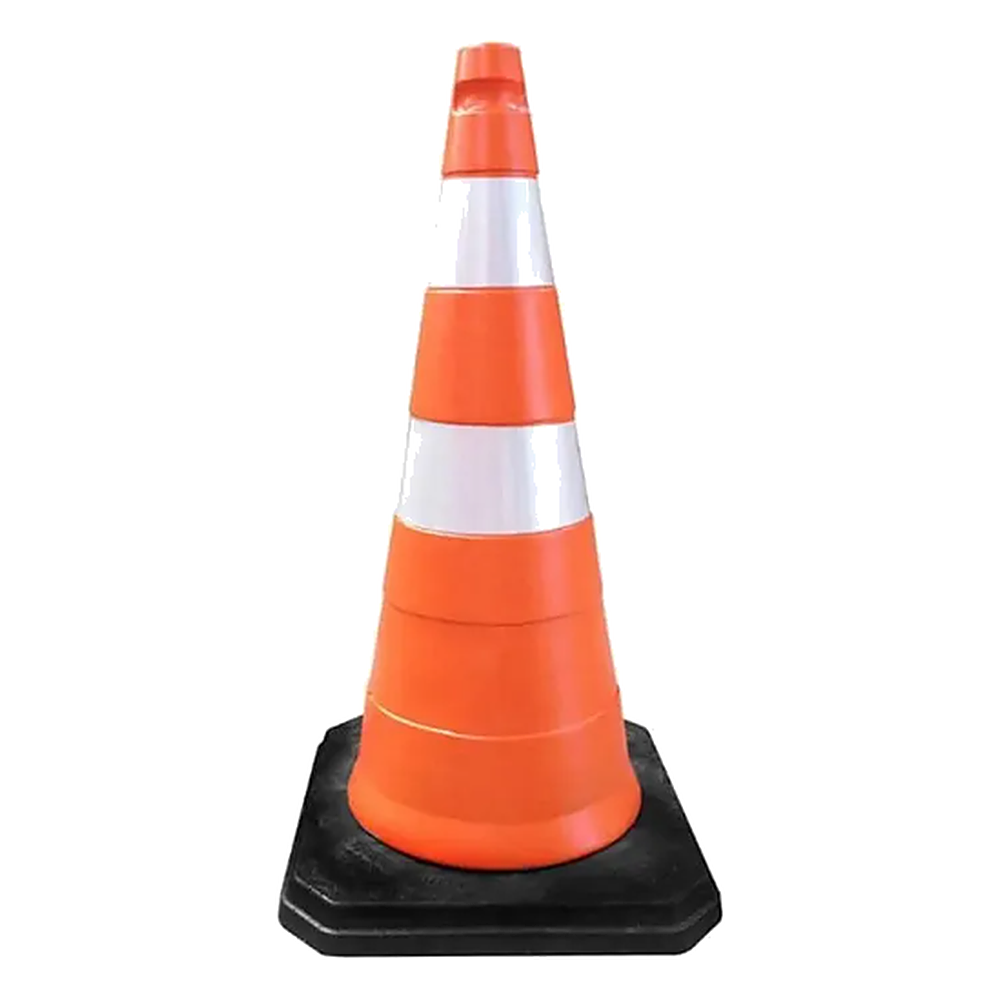 Cone Pl4060 DE Sinalizacao 75CM Laranja E Branco Com Base Plastcor