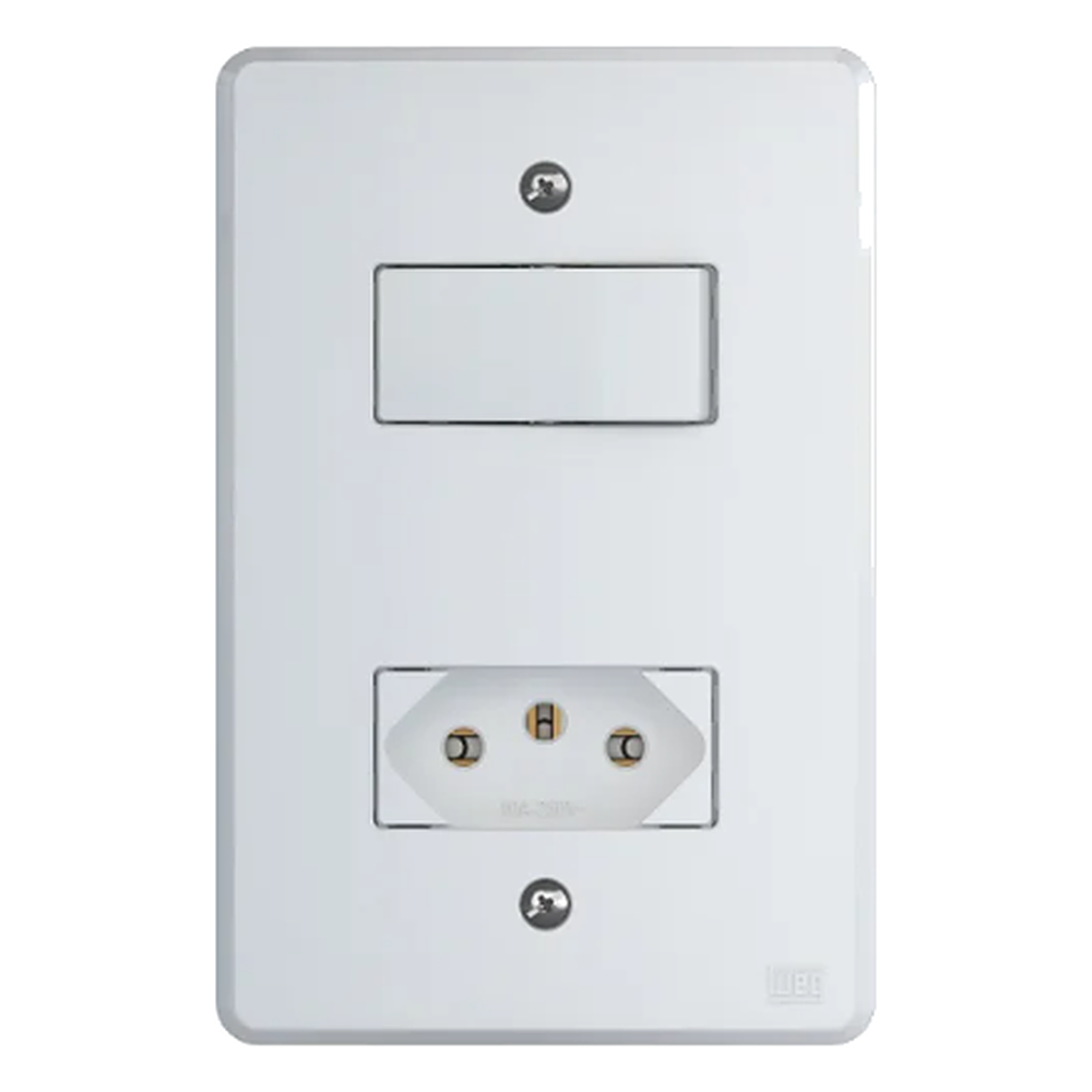 Conjunto 1 Interruptor Paralelo 1 Tomada 10A 2PT Branco Linha Compose Weg