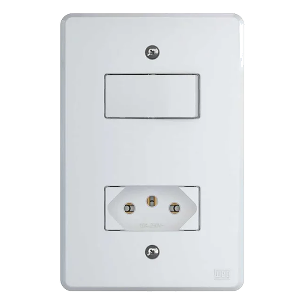 Conjunto 1 Interruptor Simples 1 Tomada 10A Branco 2PT Linha Equile Weg