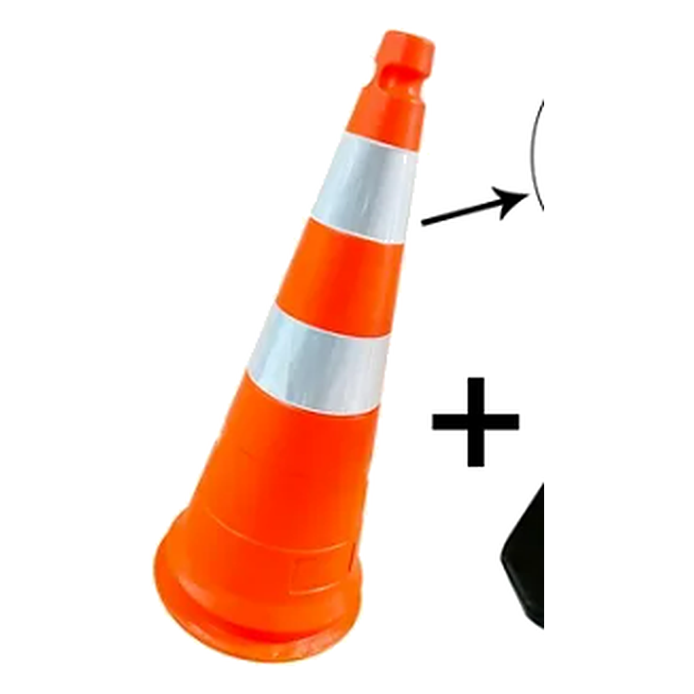 Corpo Cone PE 75CM C/ Refletivo Para Usar Com Base