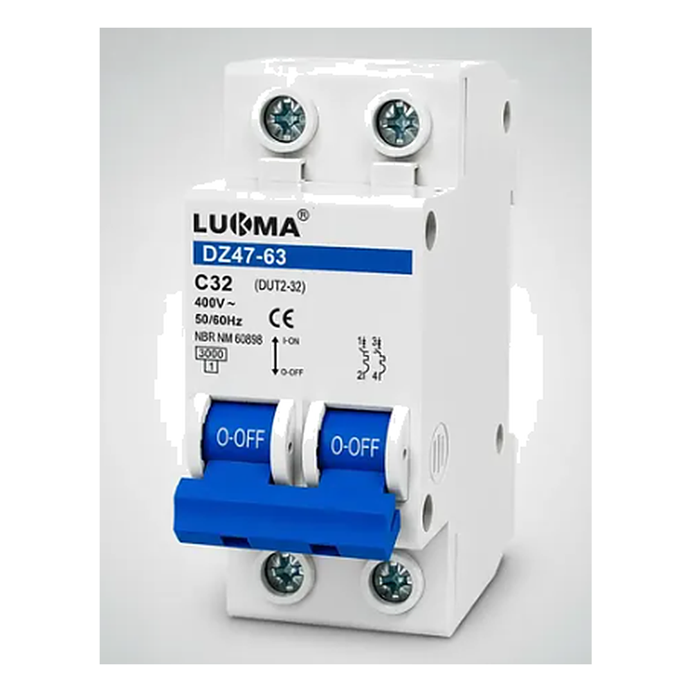 Disjuntor Din Bipolar 2P 32A (3KA) Lukma