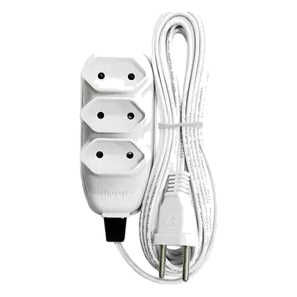 Extensao Compac 2P 10A 3MT Bco 3TOM 2P Ilumi