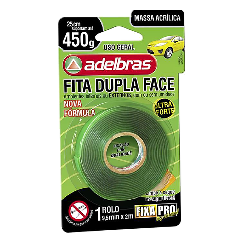 Fita Dupla Face Fixa Pro Massa Acrilic 9,5MMX2 Unidade 815000012 Adelbras
