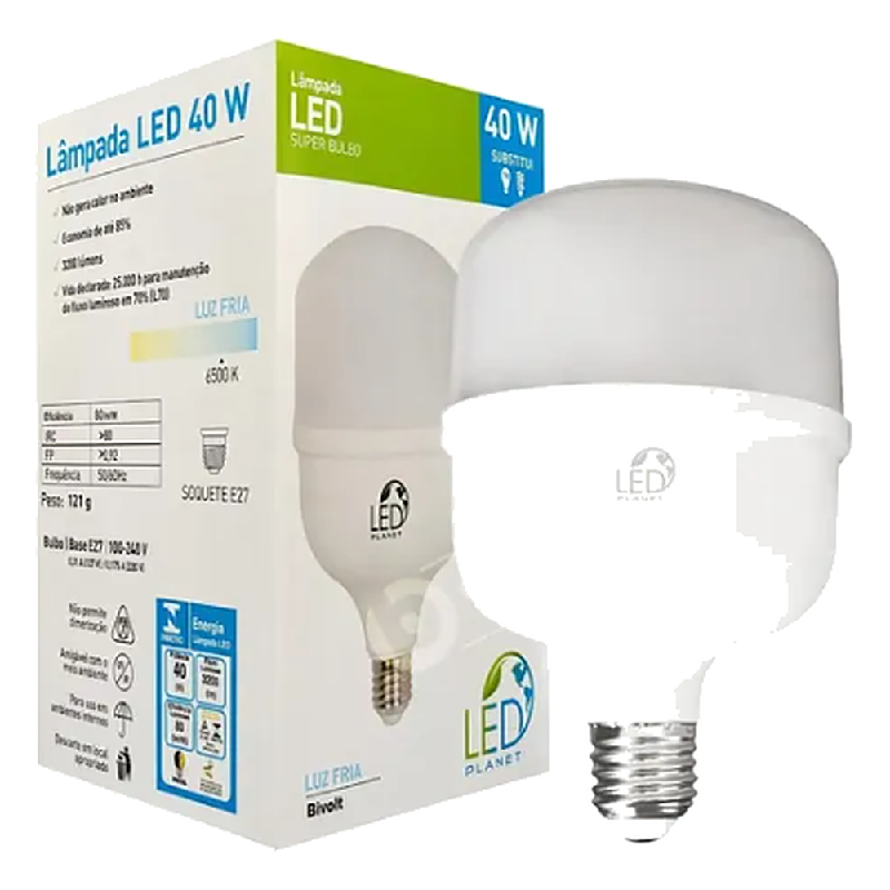Lampada DE Led 40W Soq E27 6500K 3200LM Ledplanet