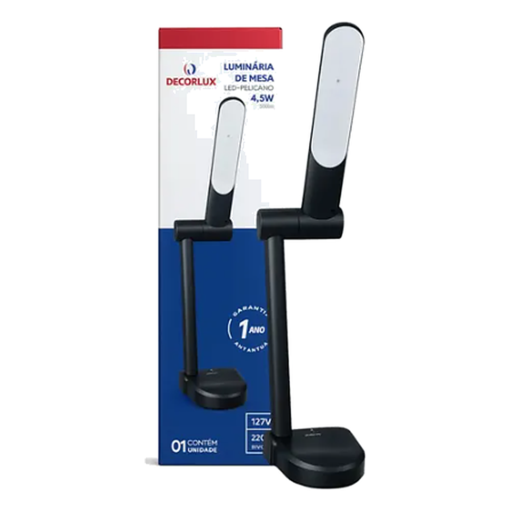 Luminaria DE Mesa 4W Led Pelicano Biv 5500K Preta Decorlux