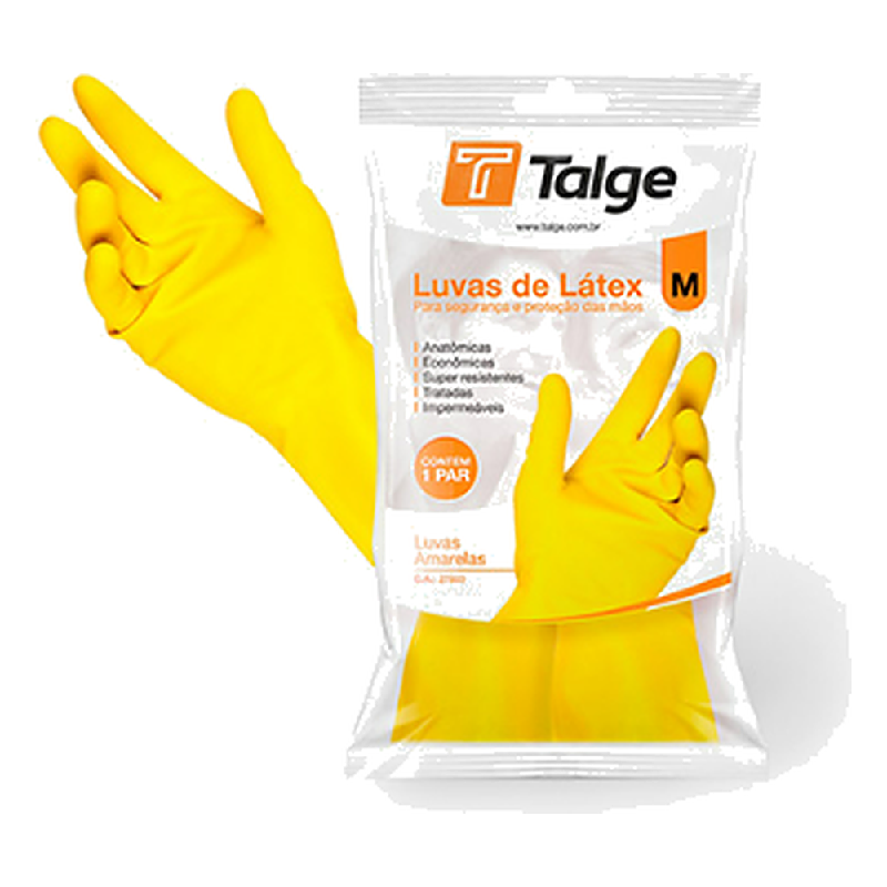 Luva DE Latex Limpeza Amarela Talge