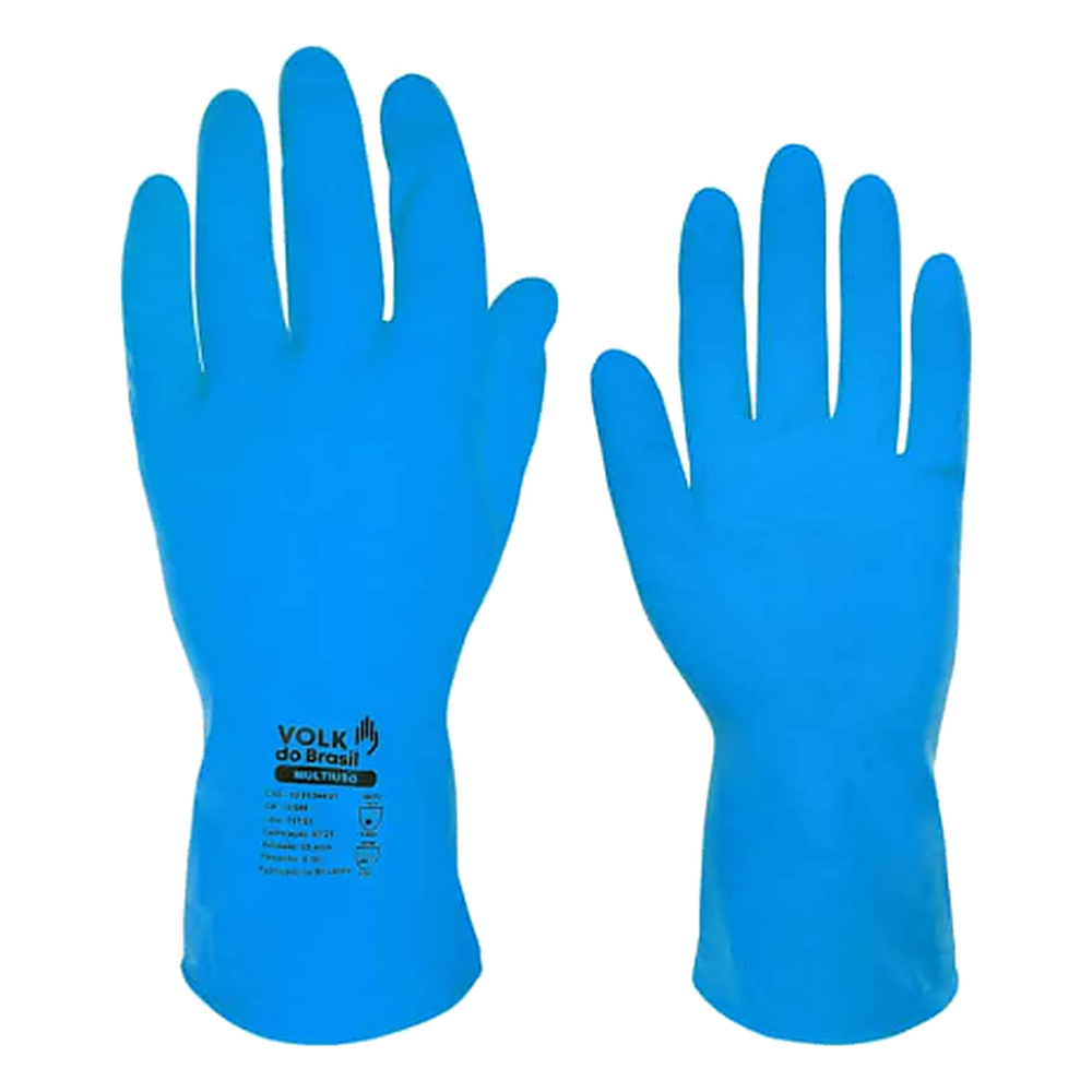 Luva DE Latex Multiuso Azul Volk