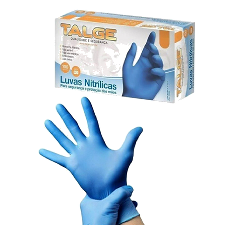 Luva DE Procedimento Nitrilico Azul Talge