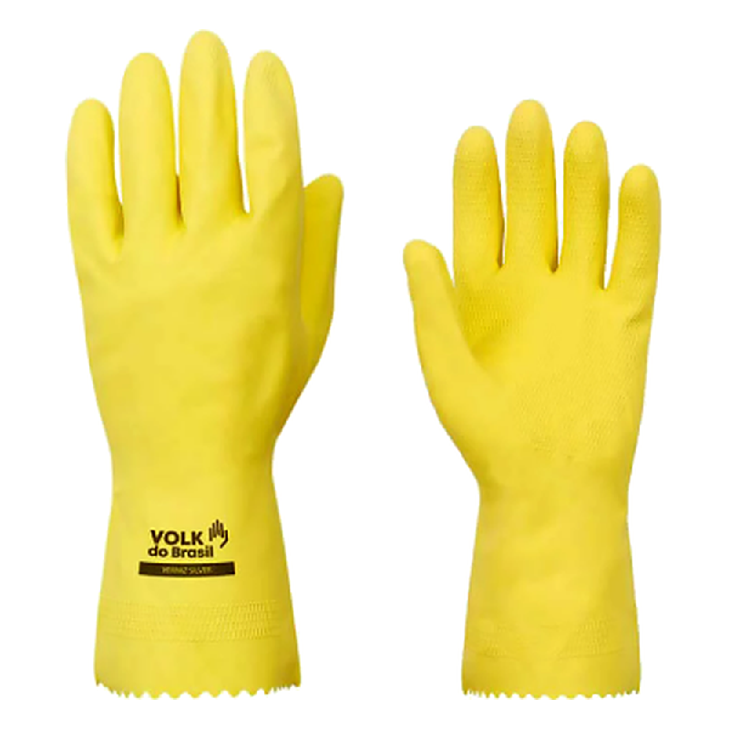 Luva Latex Verniz Silver Slim Amarela CA Volk