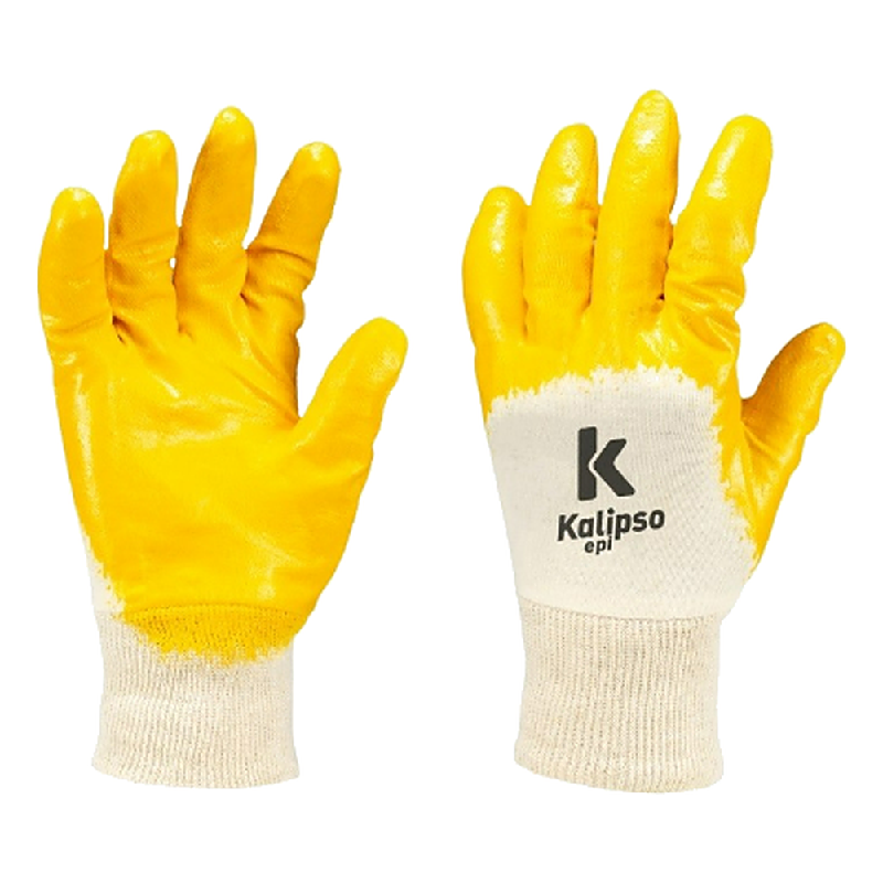 Luva Nitrilica Com Suporte Textil KA 20 Amarela Kalipso