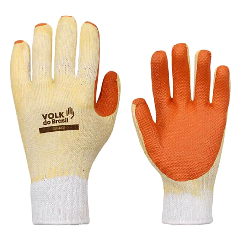 Luva Orange Algodao Banho Latex Laranja Volk