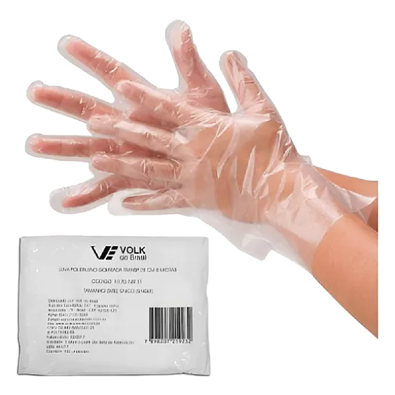 Luva Plastica Polietileno Com 100 Pecas Volk