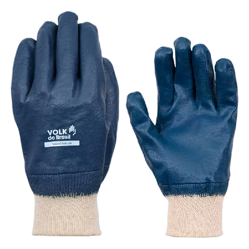 Luva Vdbnit Malha Banho Nitrilico Azul Volk