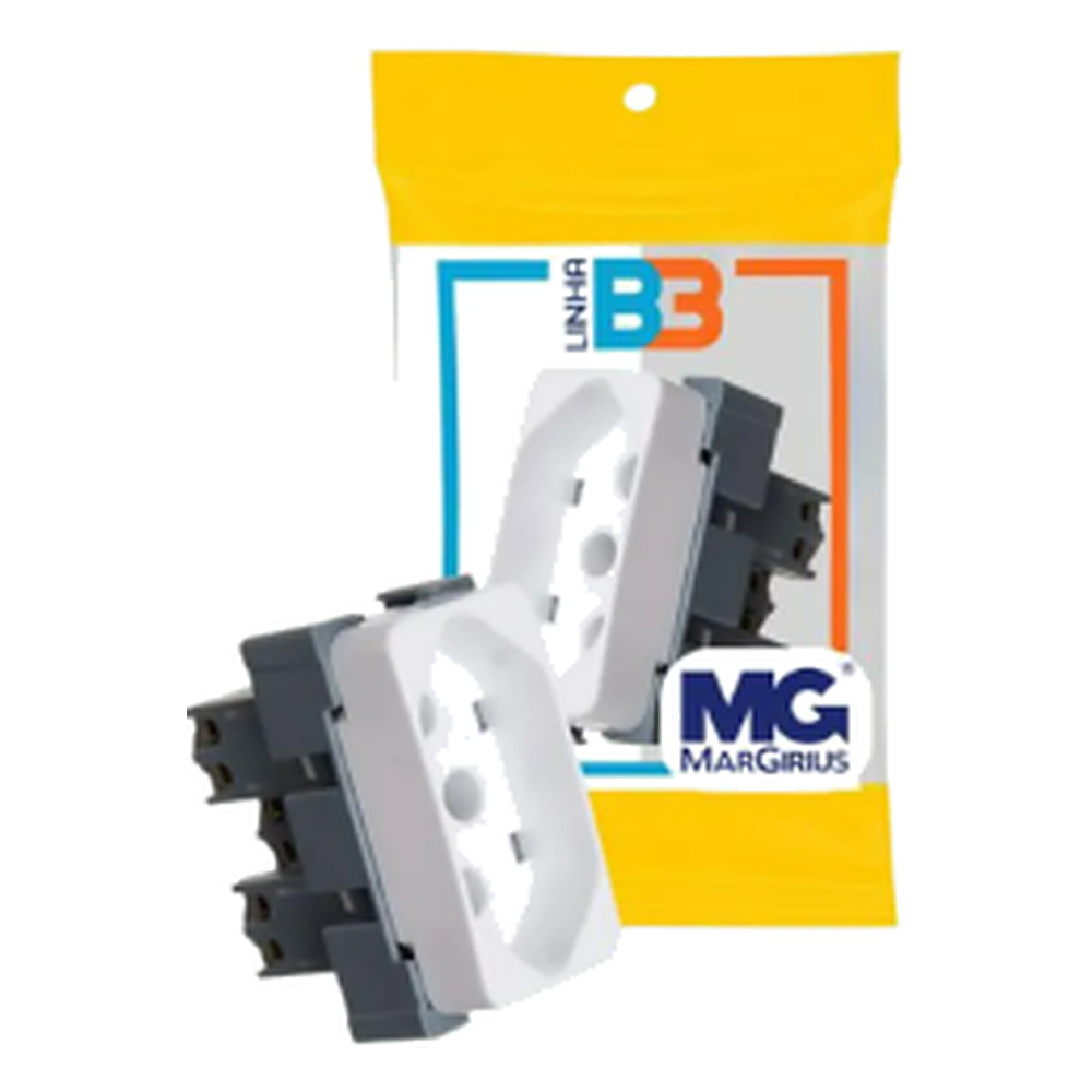 Modulo Tomada 20A Branco 2PT 20A 250V BR Linha B3 Margirius