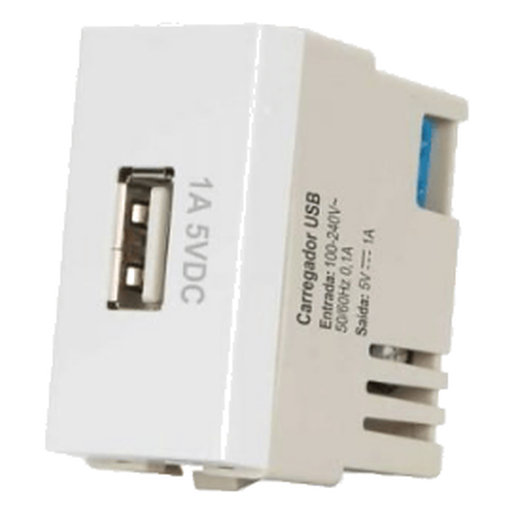 Modulo Tomada Carregador Usb 1A Bivolt BR Linha Sleek Margirius