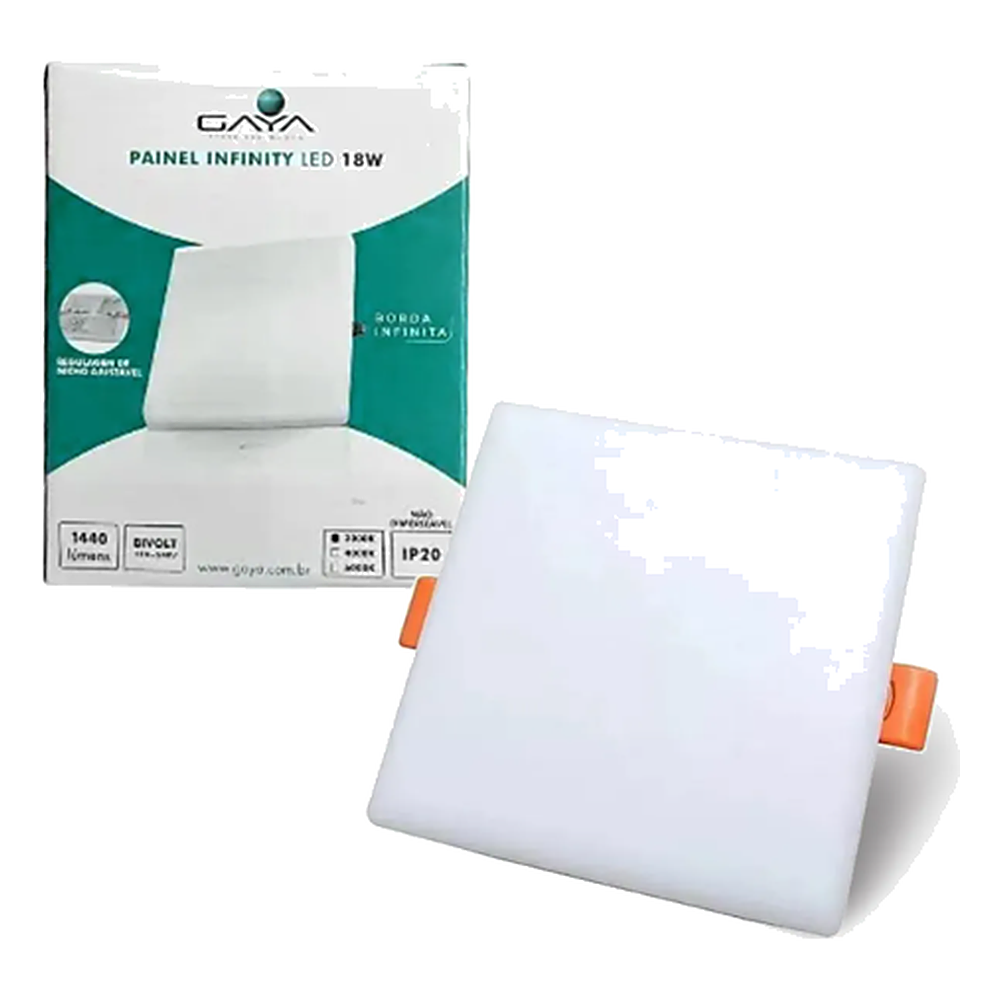 Painel Plafon Infinity Quadrado 12X12 18W 6000K 1440 LM Gaya