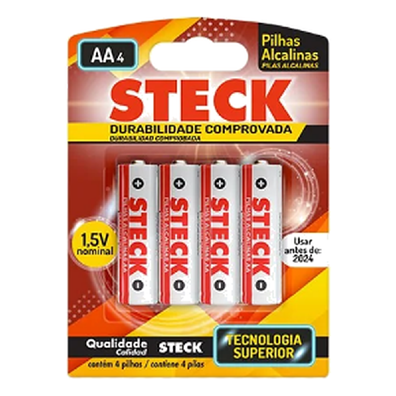 Pilha Alcalina AA Cart 4PCS Steck