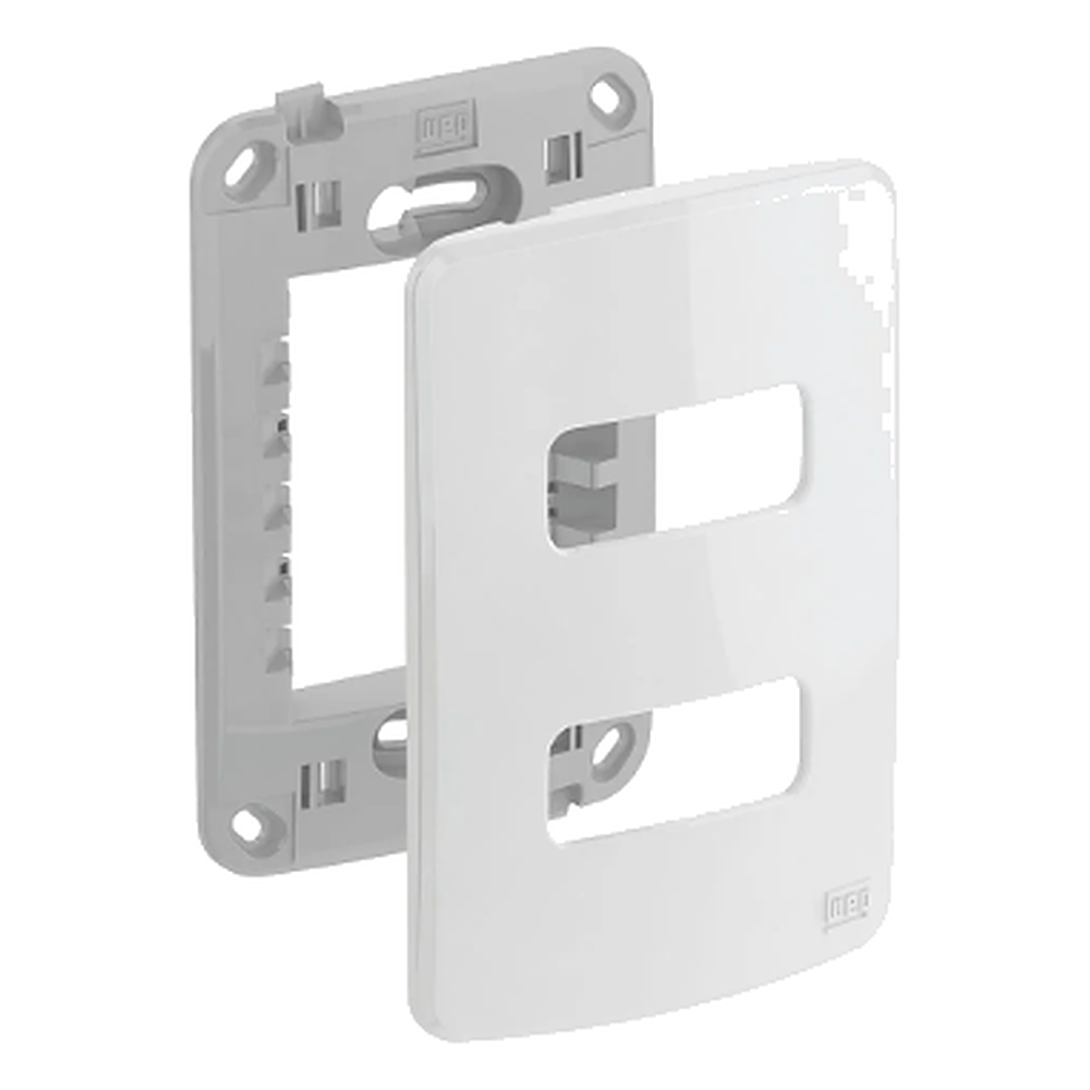 Placa 4X2 2 Postos Com Suporte Branco Linha Compose Weg