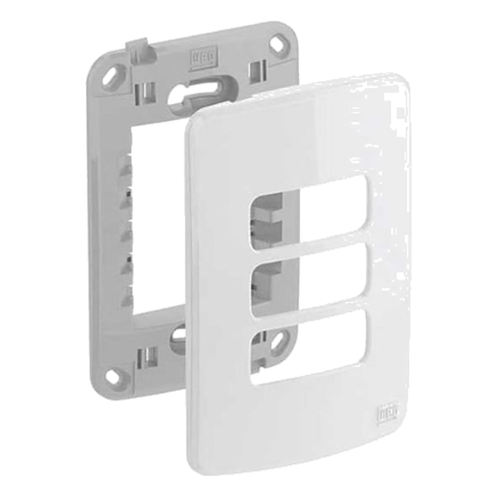 Placa 4X2 3 Postos Com Suporte Branco Linha Compose Weg