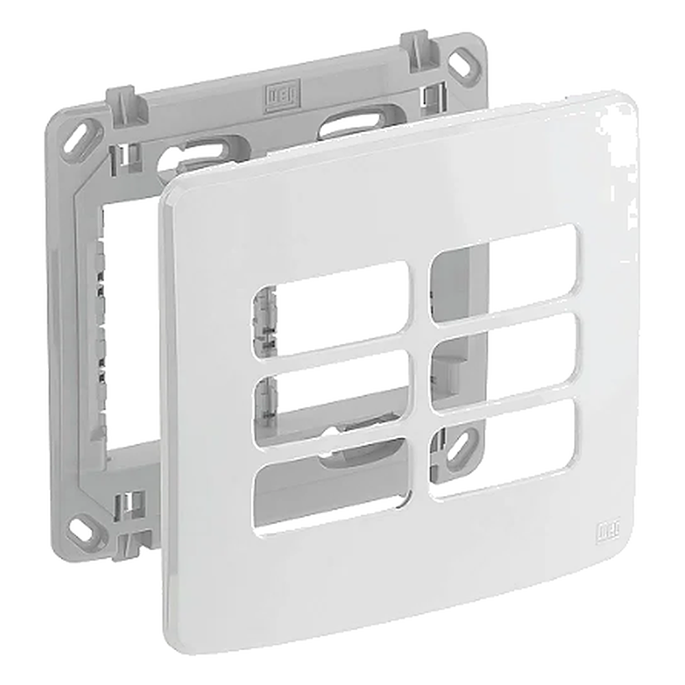 Placa 4X4 6 Postos Com Suporte Branco Linha Compose Weg