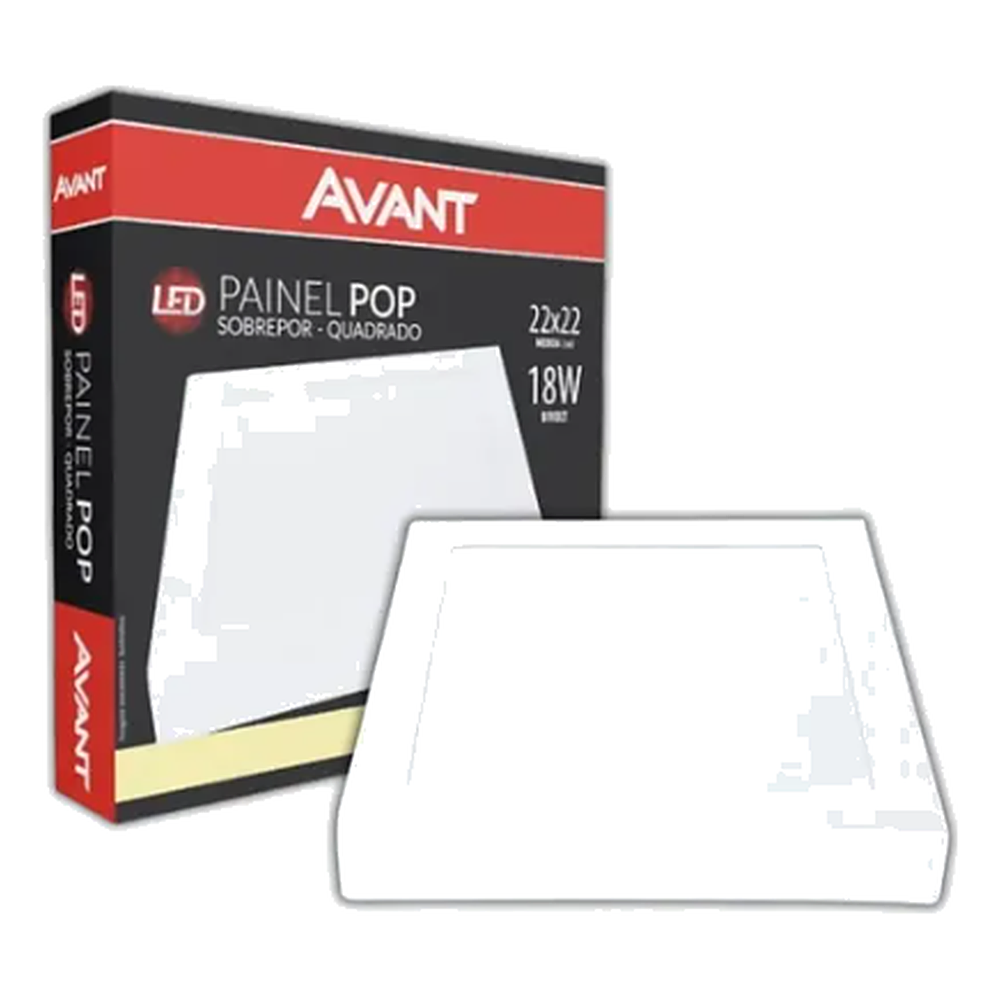 Plafon 18W Sobrepor Quadrado 22X22 4000K Avant