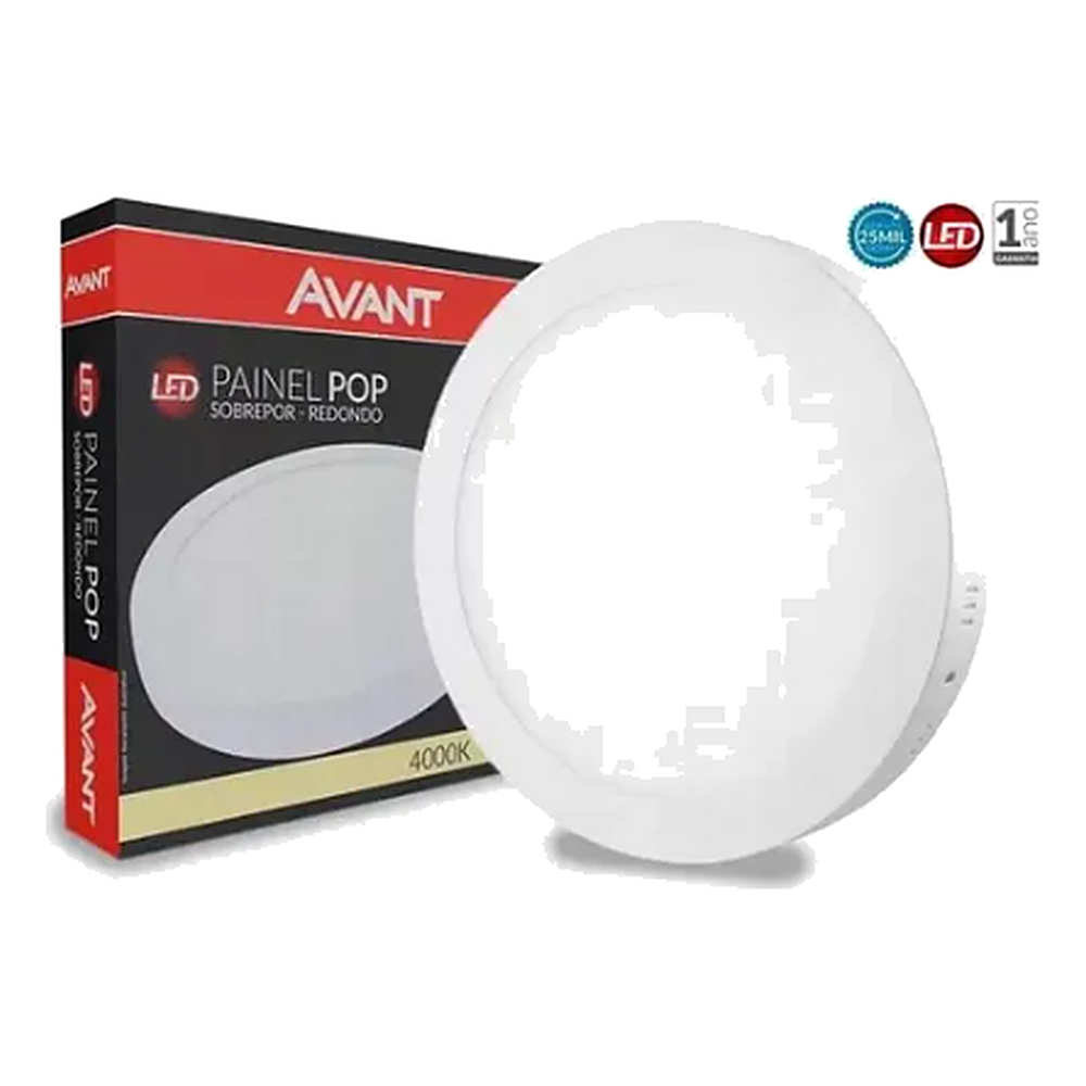 Plafon 18W Sobrepor Redondo 4000K Avant