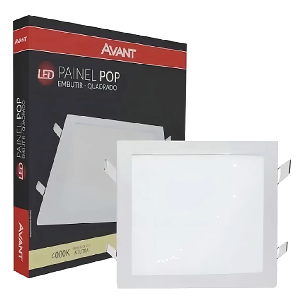 Plafon 30W Embutir Quadrado 40X40 3000K Branco Quente Avant
