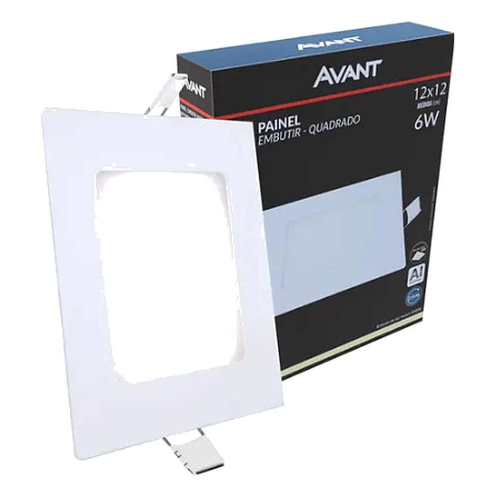 Plafon 6W Embutir Quadrado 6500K Avant 12X12