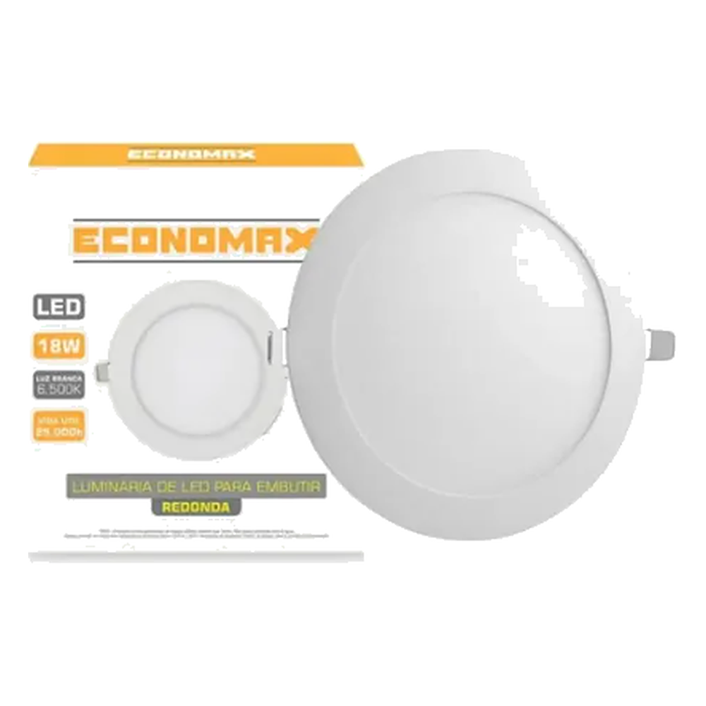 Plafon Embutir Redondo 18W 6500OK Economax