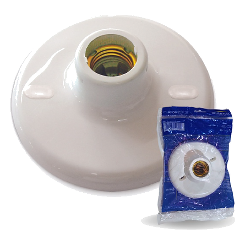 Plafonier Plastico Com Soquete Porcelana E27 Blumenau