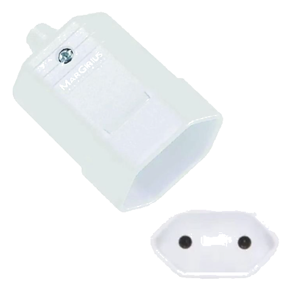 Plugue Femea Branco Tomada 2PT 20A Margirius