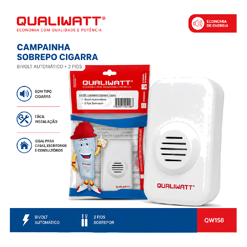 Qualiwatt Campainha Sobrepo Cigarra Qw158