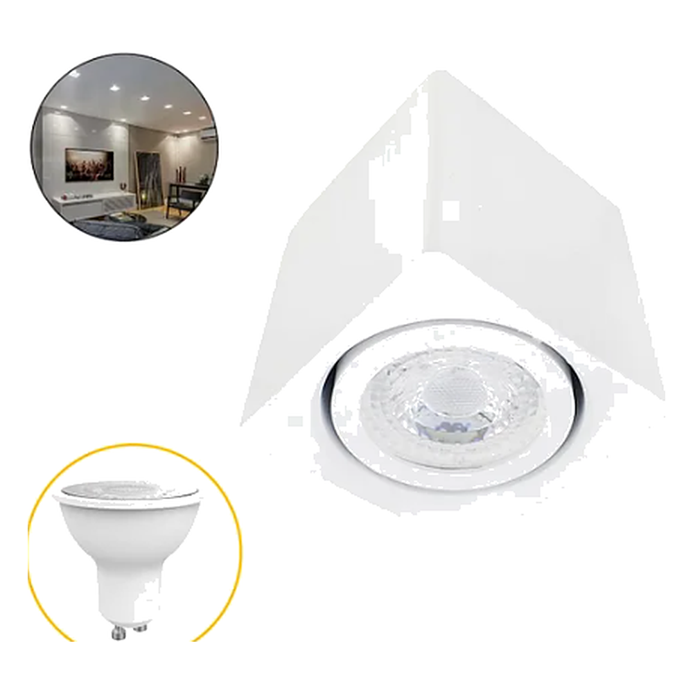 Spot Clean Quadrado Sobrepor Mr16 Gu10 Dicroica Branco Blumenau