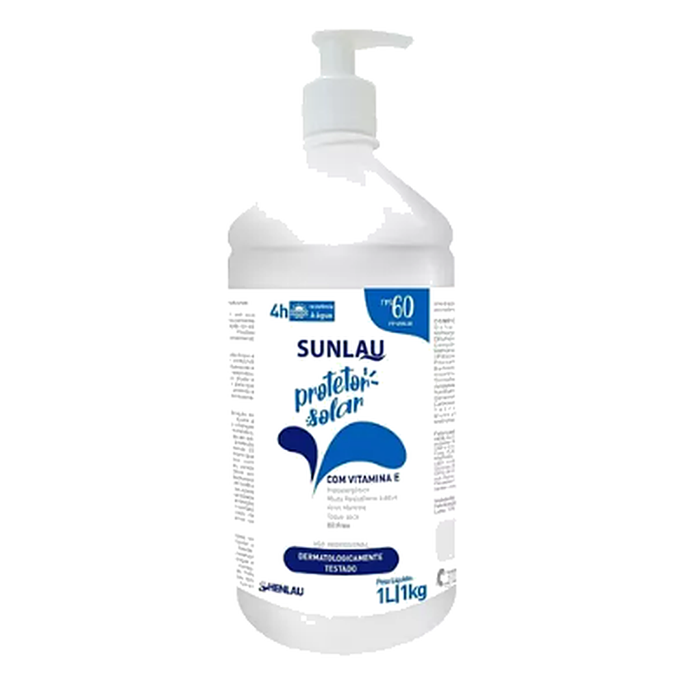 Sunlau Protetor Solar Fps 60 Uva/Uvb Com Vitamina E 1 Litro Henlau
