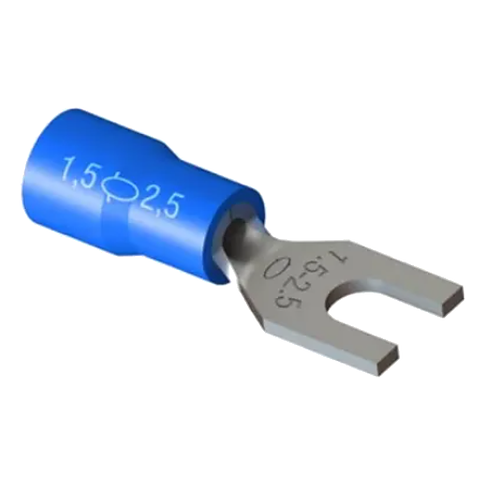 Terminal Garfo Forquilha 1,5 2,5MM 27A Azul Decorlux TG 3272 PC
