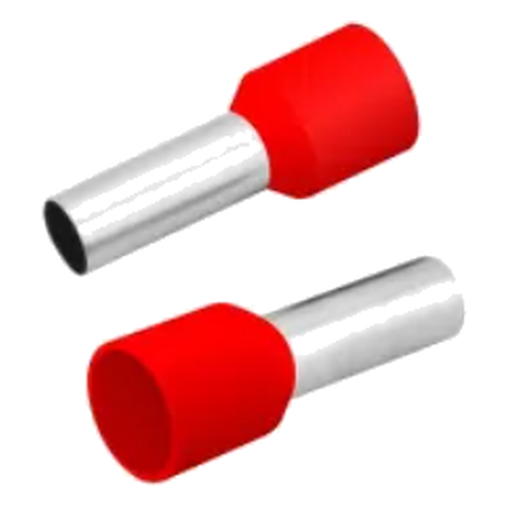 Terminal Tubular Ilhos Simples 1,0MM Vermelho Conversao