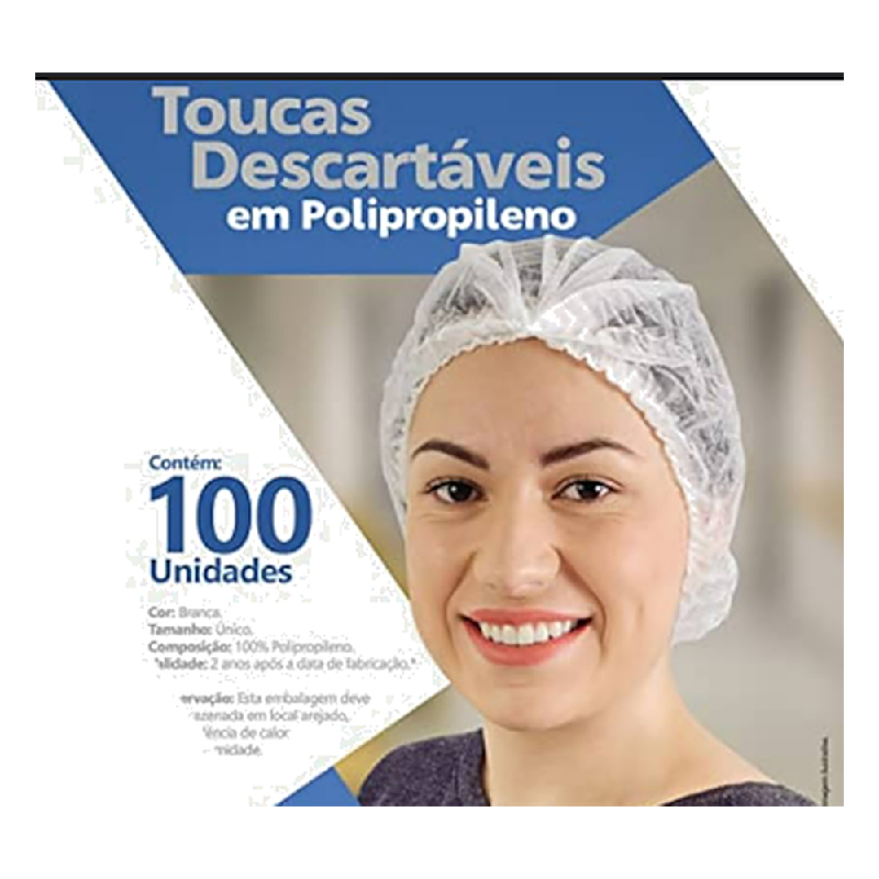 Touca Tnt Plissada Com Elastico Branca C/ 100 Unidades Prevemax
