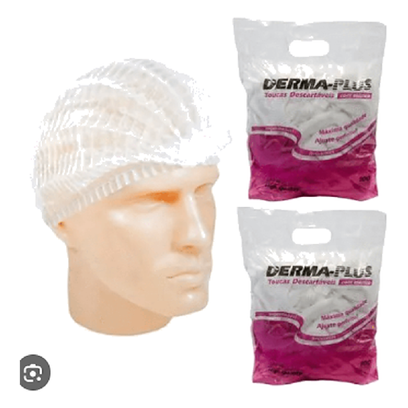 Touca Tnt Sanfonada Branca C/ 100 Uns Derma Plus