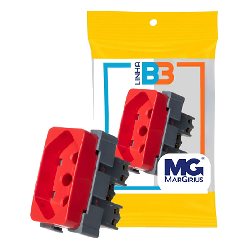 Modulo Tomada 20A Vermelho 2PT 250V Linha B3 Margirius