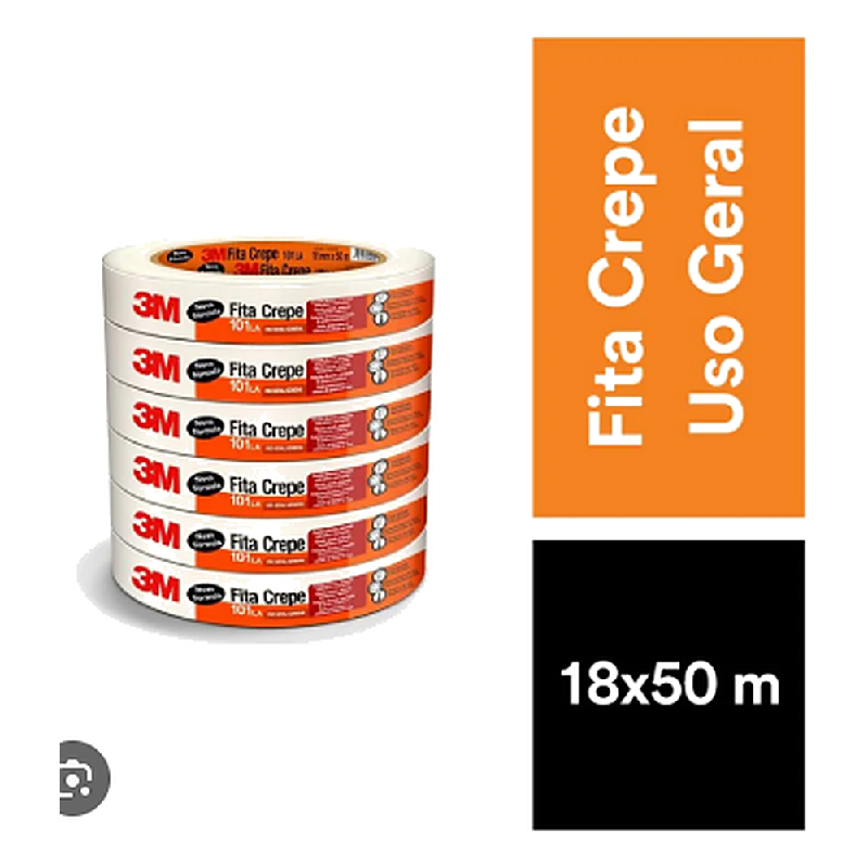 Fita Crepe 101LA RL 18MMX50M Geral Rolo 3M