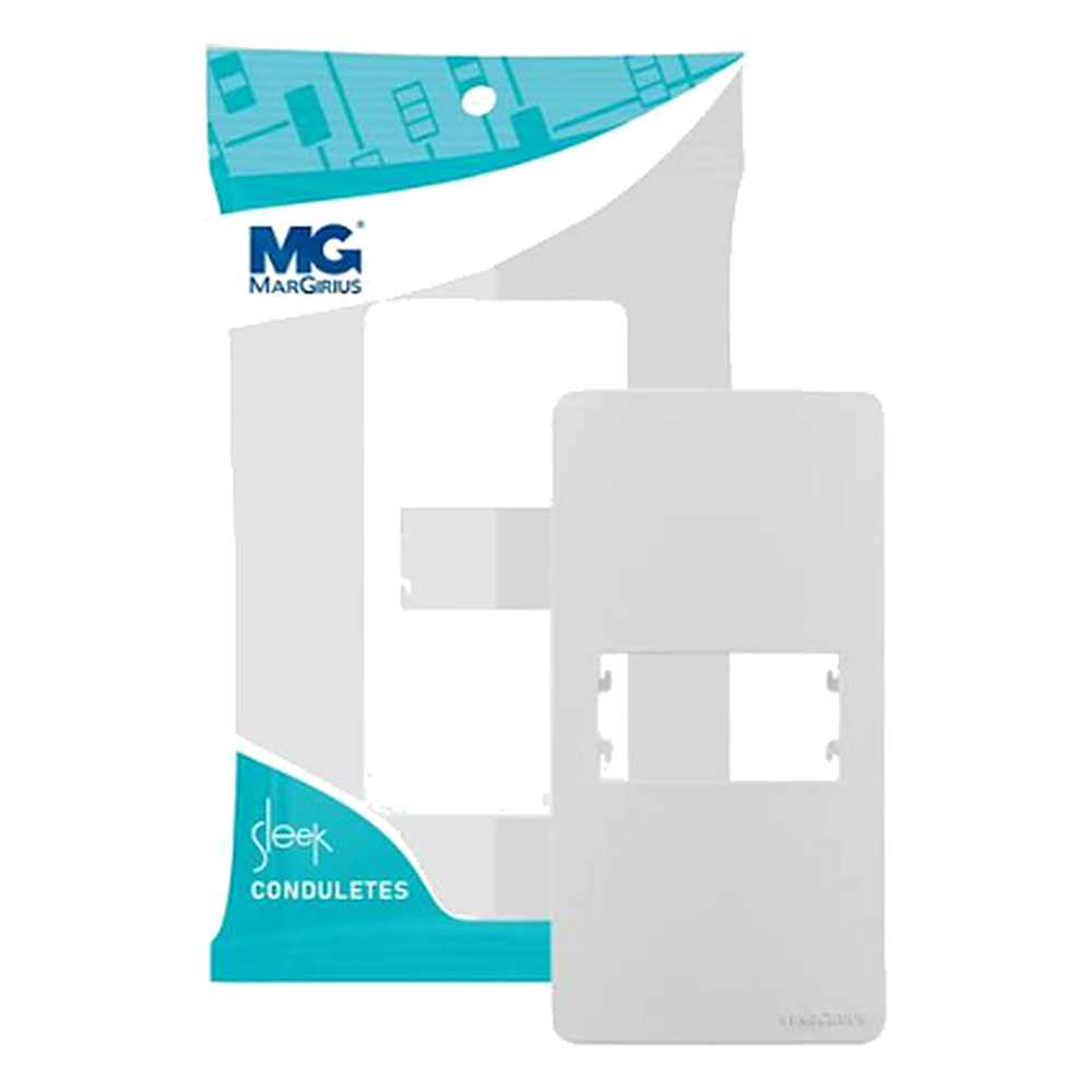Placa P/ Condulete 1 Pol 1 Posto Horiz C/ Suporte Sleek Branco Margirius