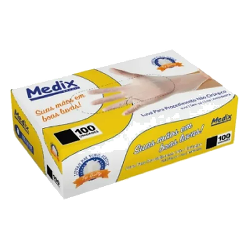 Luva Vinil Com PO Uso Geral CA Medix