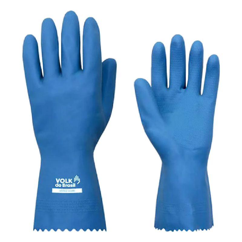 Luva Latex Verniz Silver Slim Azul Volk