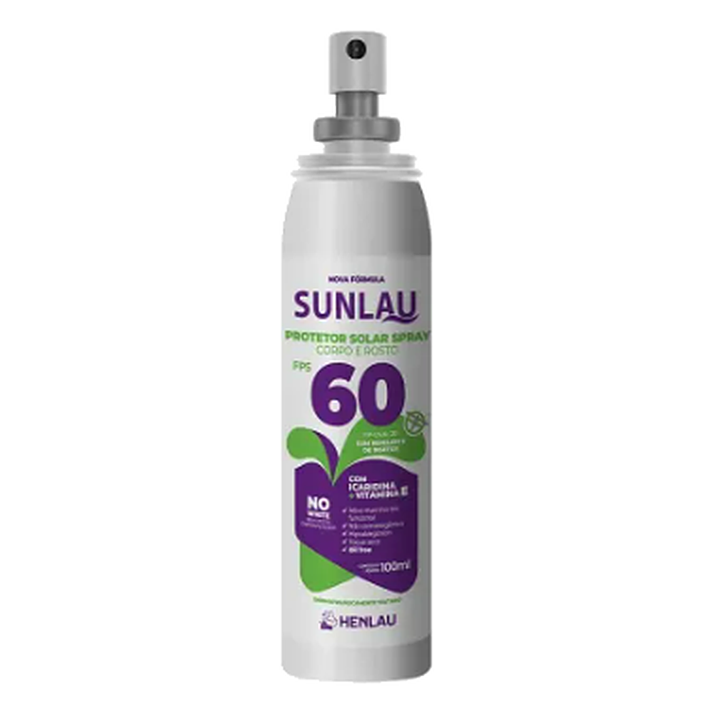 Sunlau Prot Solar Spray NO White Fps 60 4H C/ Repelente Uva/Uvb Com Vitamina E 100 ML Henlau