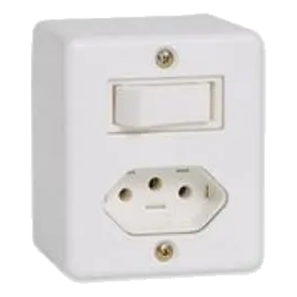 Conj 1 Tomada + Interruptor 6A Box Sistema X Ilumi