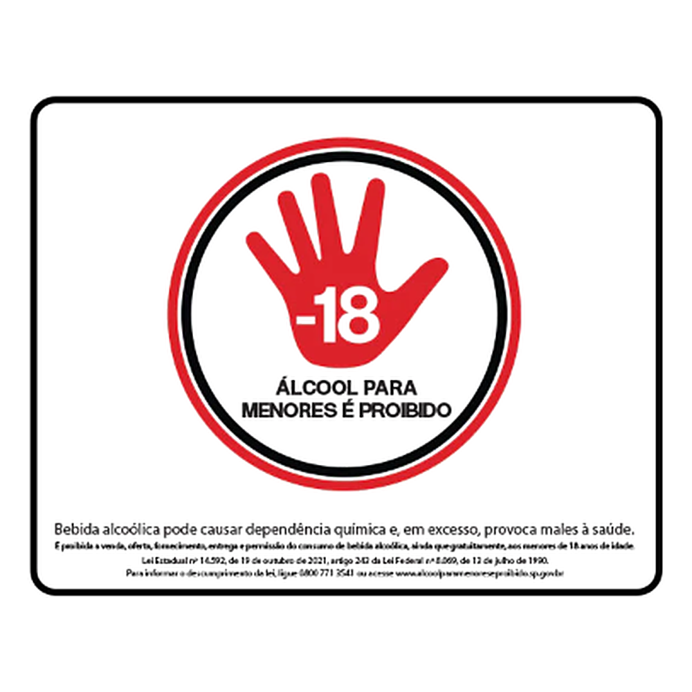 Placa Sin Av30 Proi Bebida Alc P/ Menores Lei Fed (Kit C/ 2UNID) Vinil Adesivo 25X20CM Encartale