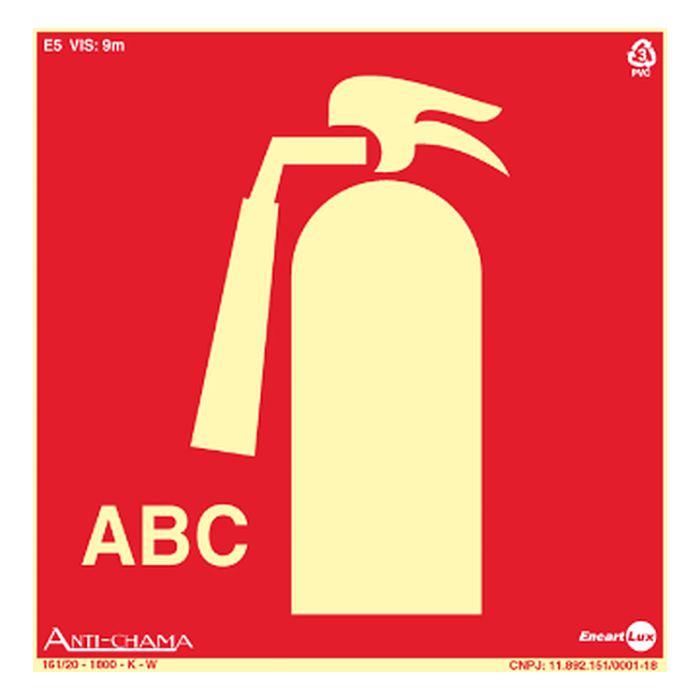 Placa Sin Paf256 Extintor DE Incêndio Abc Geral Pvc 2MM Foto 15X15CM E5 Encartale